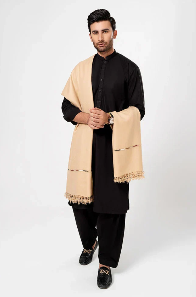 Classic Men's Wool Winter Shawl - Skin